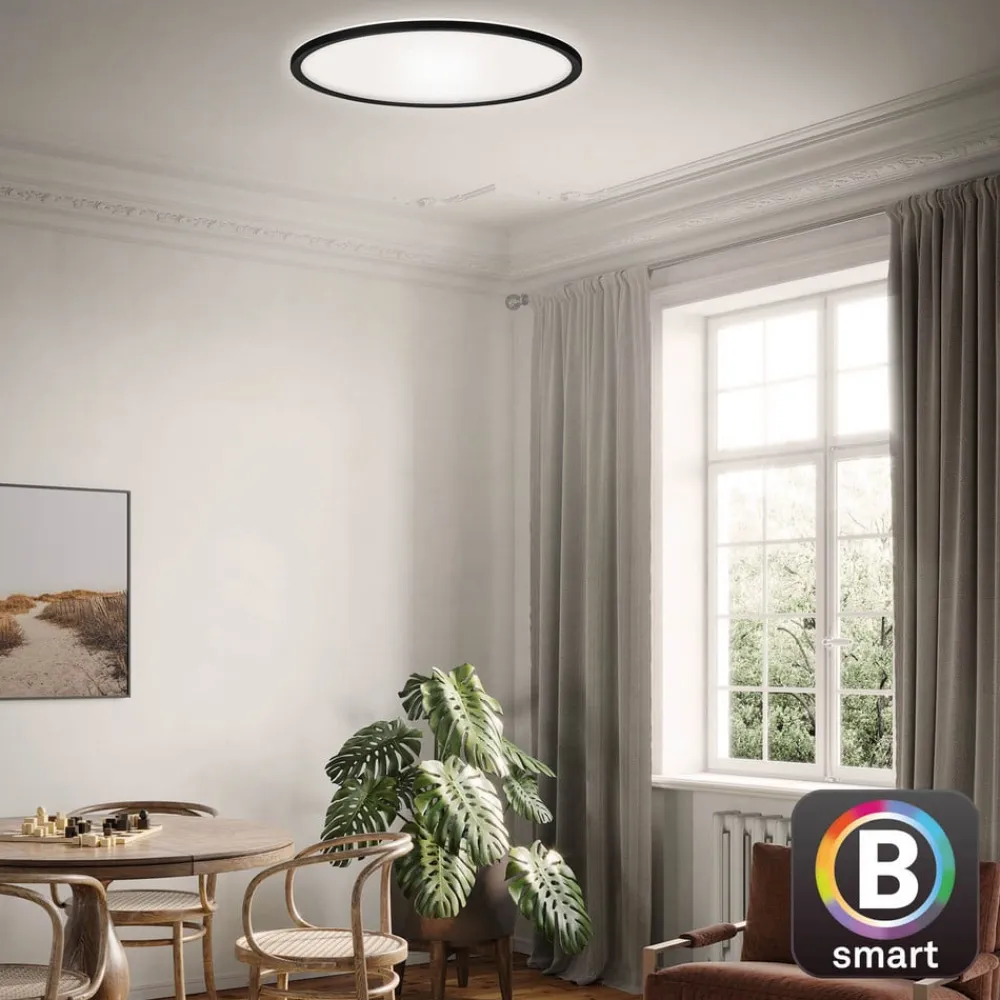 LED-loftslampe Slim smart sort dim CCT Ø 42 cm^Briloner New