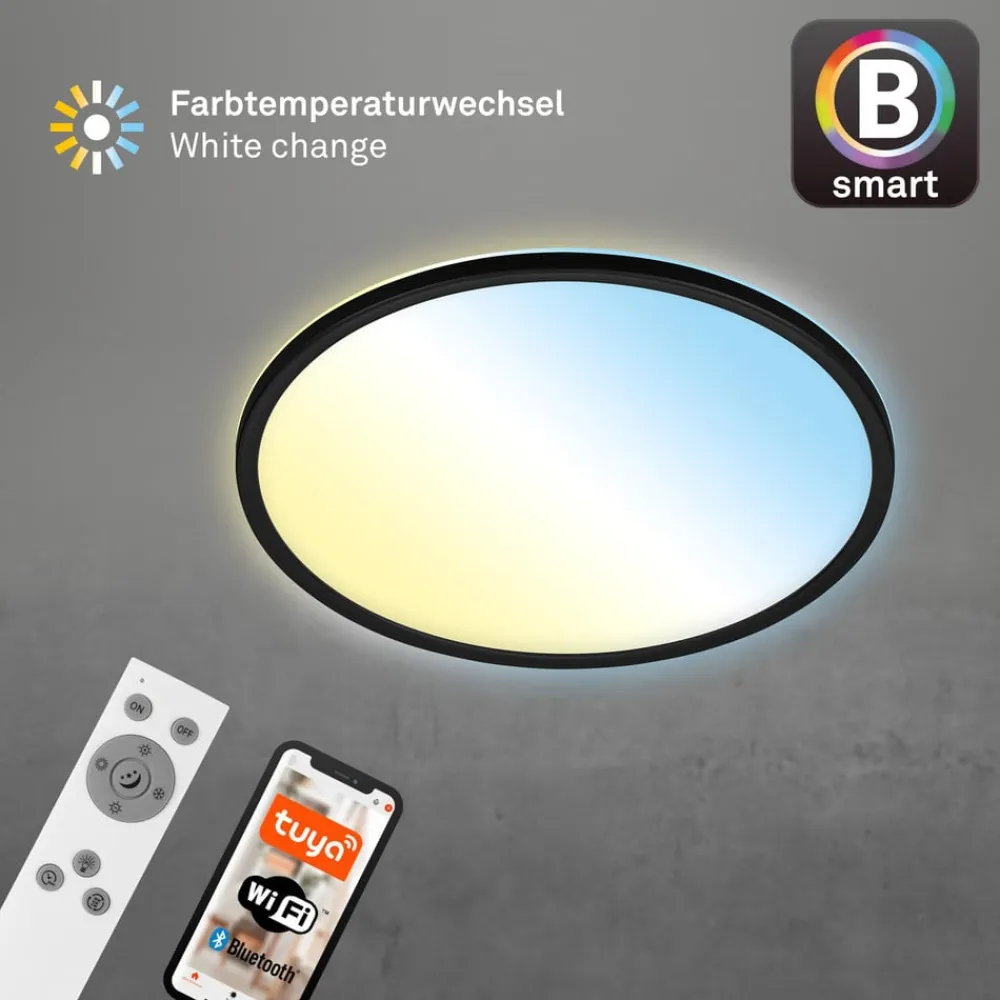 LED-loftslampe Slim smart sort dim CCT Ø 42 cm^Briloner New