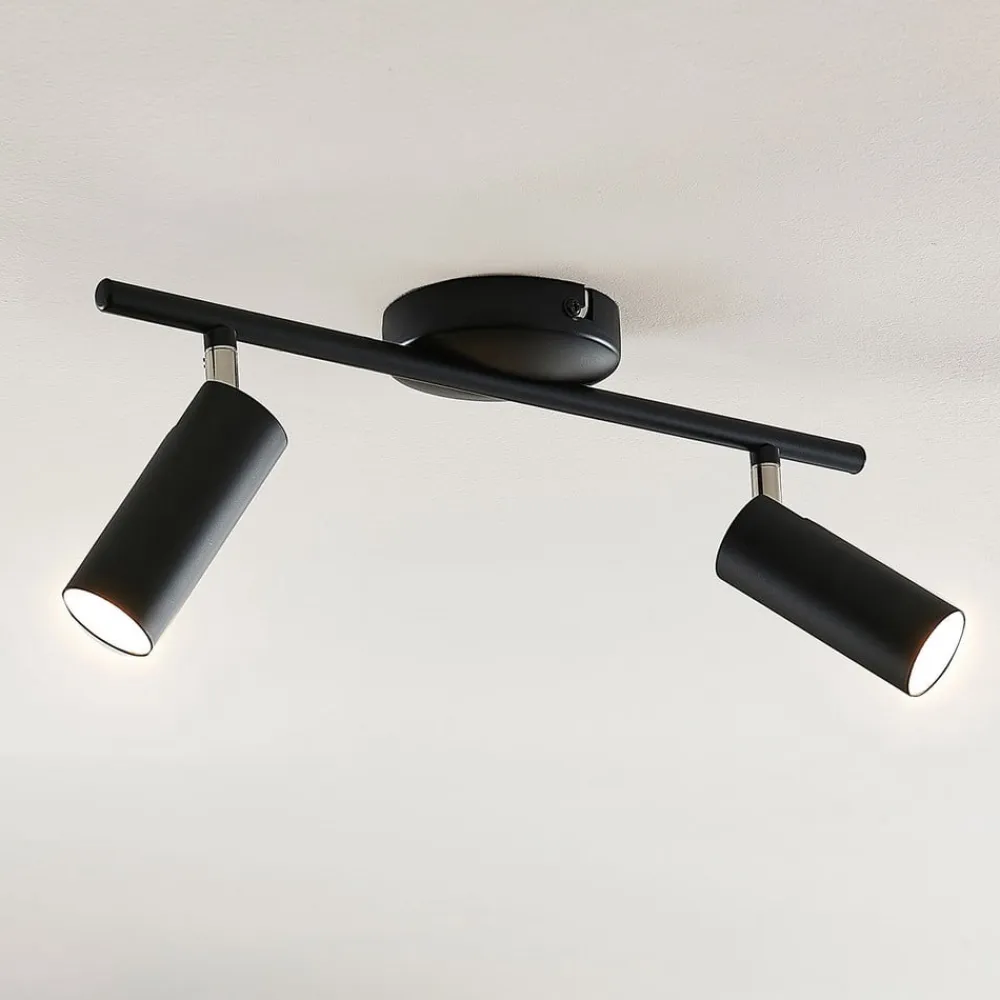 LED-loftspot Camille, sort, to lyskilder^Lindby Best