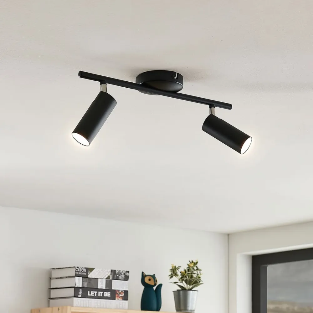 LED-loftspot Camille, sort, to lyskilder^Lindby Best
