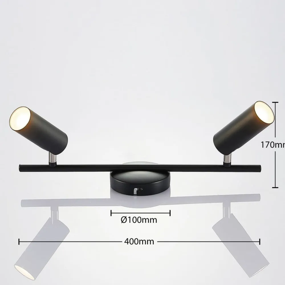 LED-loftspot Camille, sort, to lyskilder^Lindby Best