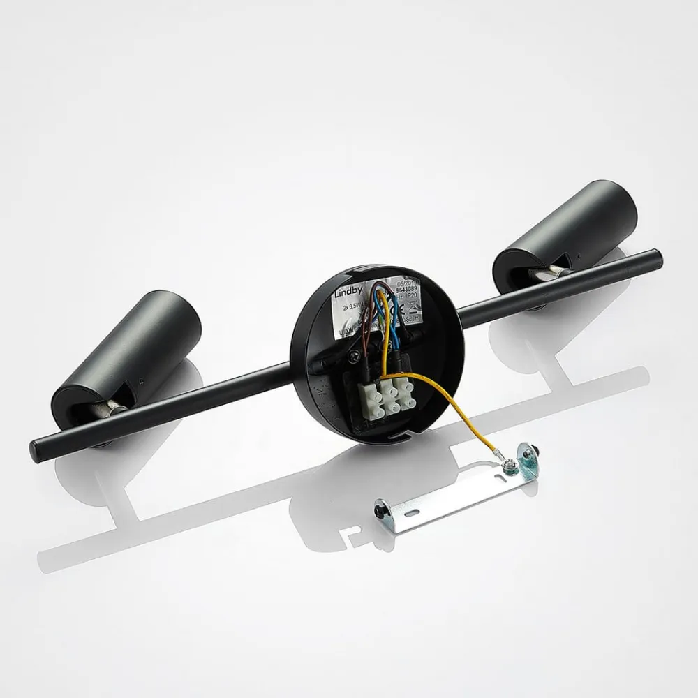 LED-loftspot Camille, sort, to lyskilder^Lindby Best