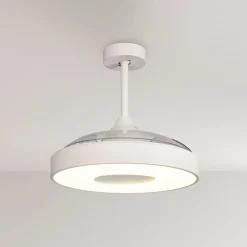 Mantra Iluminación LED-loftventilator Coin hvid DC-motor støjsvag Ø 106 cm CCT