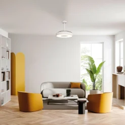 Mantra Iluminación LED-loftventilator Coin hvid DC-motor støjsvag Ø 106 cm CCT