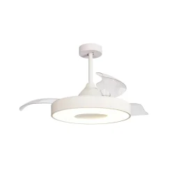 Mantra Iluminación LED-loftventilator Coin hvid DC-motor støjsvag Ø 106 cm CCT