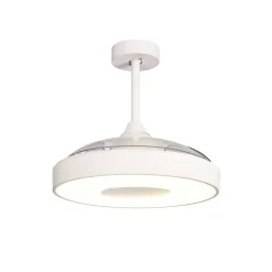 Mantra Iluminación LED-loftventilator Coin hvid DC-motor støjsvag Ø 106 cm CCT