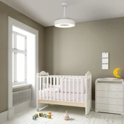 Mantra Iluminación LED-loftventilator Coin Mini hvid DC lydsvag Ø 91 cm CCT