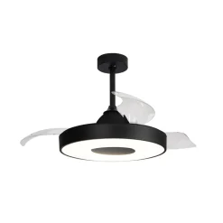 LED-loftventilator Coin sort DC-motor lydsvag 106 cm CCT^Mantra Iluminación Clearance