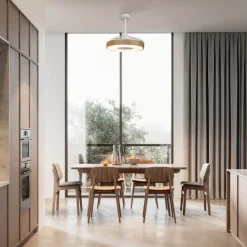 Mantra Iluminación Loftventilatorer>LED-loftventilator Coin træ DC-motor lydsvag Ø 106 cm CCT