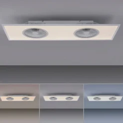 JUST LIGHT. GmbH LED-loftventilator Flat-Air, CCT, hvid, 120x40cm
