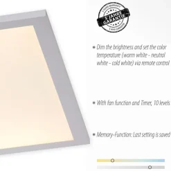 JUST LIGHT. GmbH LED-loftventilator Flat-Air, CCT, hvid, 120x40cm