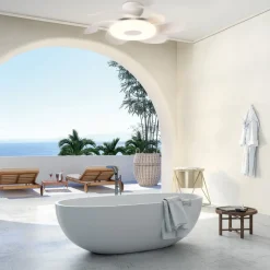 Mantra Iluminación LED-loftventilator Flower hvid DC-motor støjsvag Ø 79 cm CCT