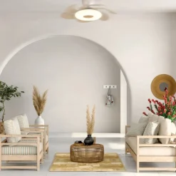 LED-loftventilator Flower træ DC-motor støjsvag Ø 79 cm CCT^Mantra Iluminación Clearance