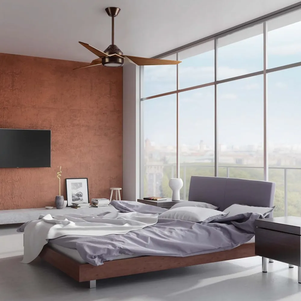 KICHLER Loftventilatorer>LED-loftventilator Jade, bronze, støjsvag, Ø 152 cm, 60 W