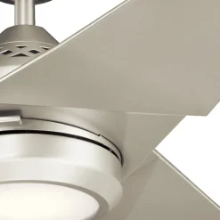 KICHLER LED-loftventilator Jade, sølv, støjsvag, Ø 152 cm, 60 W