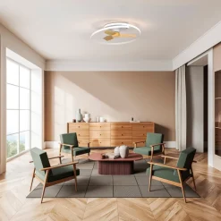 Mantra Iluminación Loftventilatorer>LED-loftventilator Ocean hvid/træ DC støjsvag Ø 78 cm CCT