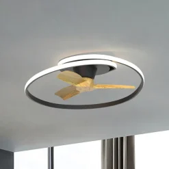 Mantra Iluminación LED-loftventilator Ocean sort/træ DC støjsvag Ø 78 cm CCT