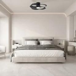 Mantra Iluminación Loftventilatorer>LED-loftventilator Rose sort DC-motor støjsvag Ø 65 cm CCT