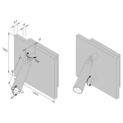 LED-læselampe, indbygget/forsænket, afbryder, stål^Hera Sale