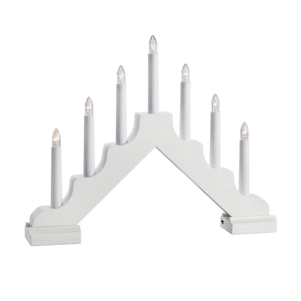 LED-lysestage Evelin i træ, 7 lyskilder, hvid^Markslöjd Online