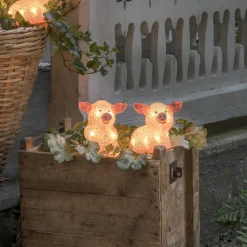 LED-lysfigur gris, sæt med 5 som en kæde, pink^Konstsmide Season Sale