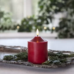LED-lysflamme, højde 12 cm, rød ægte voks, batteridrevet^STAR TRADING New