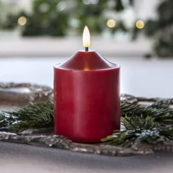 LED-lysflamme, højde 12 cm, rød ægte voks, batteridrevet^STAR TRADING New