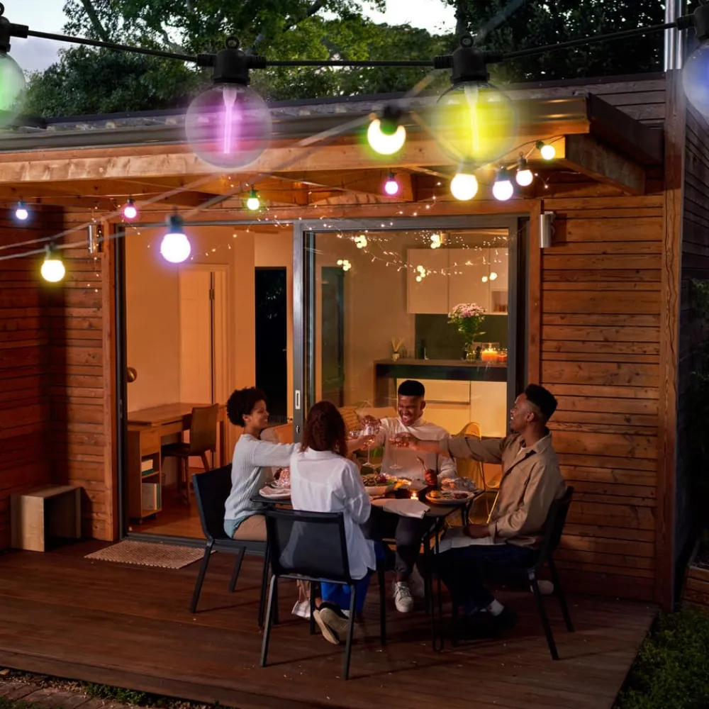 Näve LED-lyskæde CADENA, RGB, sort, 10 lyskilder, 10 m