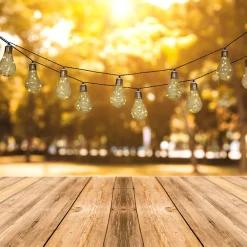 Näve LED-lyskæde m. solcelle, glødepære, 10 lyskilder