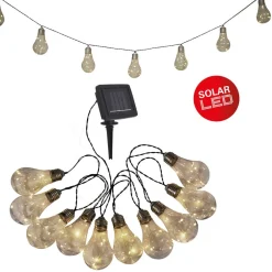 Näve LED-lyskæde m. solcelle, glødepære, 10 lyskilder