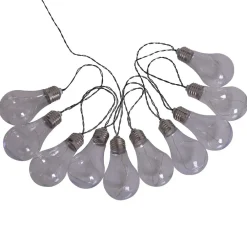 Näve LED-lyskæde m. solcelle, glødepære, 10 lyskilder