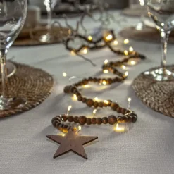 LED-lyskæder Beady, brun, træperler, 150 cm, batteri^STAR TRADING Clearance