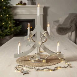 STAR TRADING LED-lyskæder Beady, grå, træperler, 150 cm, batteri