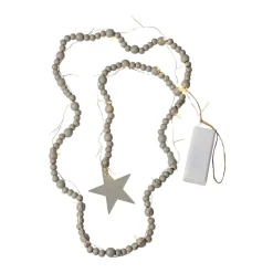 STAR TRADING LED-lyskæder Beady, grå, træperler, 150 cm, batteri