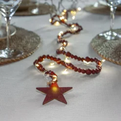 STAR TRADING Dekorationsbelysning|Julepynt>LED-lyskæder Beady, rød, træperler, 150 cm, batteri