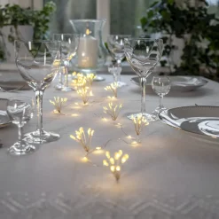 LED-lyskæder Dew Drop Flower, sølv, 140 cm, batteri^STAR TRADING Outlet