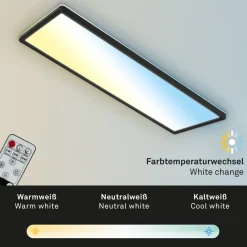 Briloner LED-panel Slim sort ultraflad CCT, 59 x 20 cm