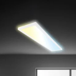 Briloner LED-panel Tava CCT, hvid, 98 x 20 cm, baggrundsbelysning, plast