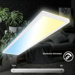 Briloner LED-panel Tava CCT, hvid, 98 x 20 cm, baggrundsbelysning, plast