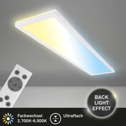 Briloner LED-panel Tava CCT, hvid, 98 x 20 cm, baggrundsbelysning, plast