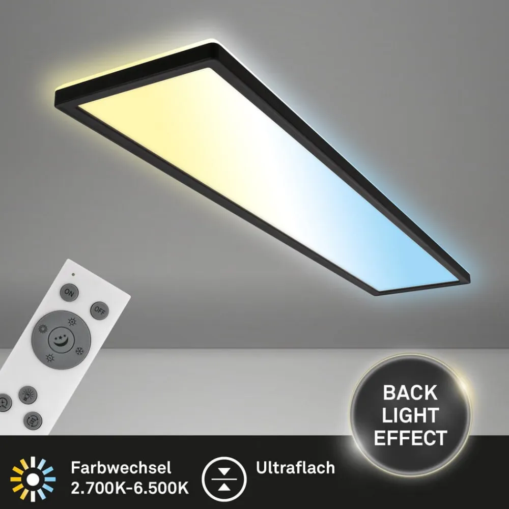 LED-panel Tava CCT, sort, 98 x 20 cm baggrundsbelysning plast^Briloner Clearance