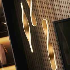 LED-pendel Twist, 3-l. Aluminium, metal, akryl, guldfarvet^Schuller Valencia