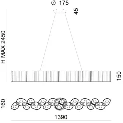 Stilnovo LED-pendellampe Honey, dæmpbar, 139 cm lang
