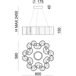 Stilnovo LED-pendellampe Honey, dæmpbar, rund, 58 cm