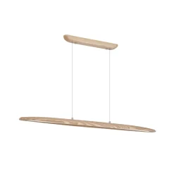 Searchlight Pendellamper>LED-pendellampe Kenzie, længde 60 cm, lysebrun, træ, CCT