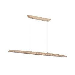 Searchlight Pendellamper>LED-pendellampe Kenzie, længde 60 cm, lysebrun, træ, CCT