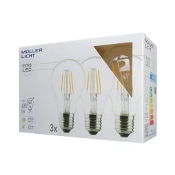 Müller-Licht LED-pære E27 4 W 2.700 K filament, 3 stk, 470 lm