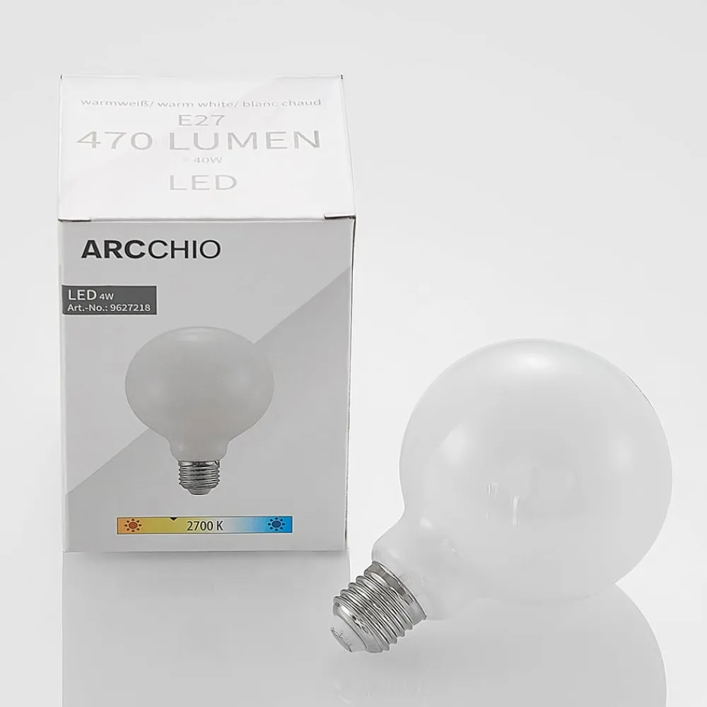 LED-pære E27 4 W 2.700 K G95 globe dæmpes opal, 2^Arcchio Discount
