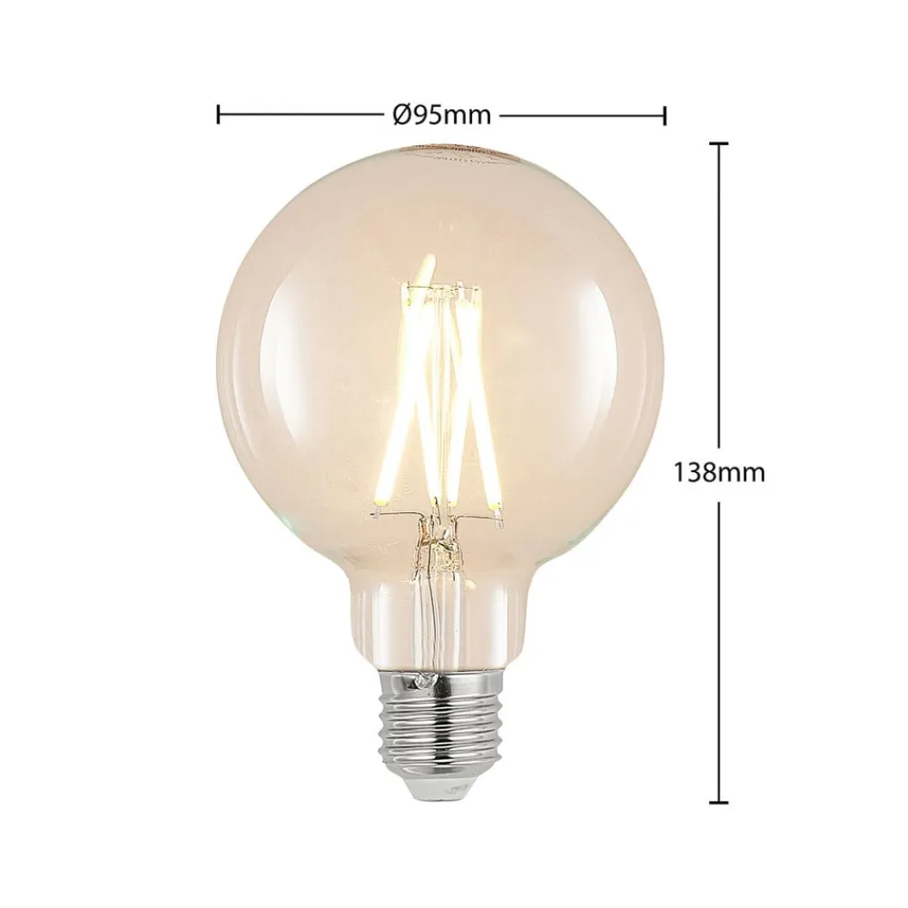 Arcchio Filament Pære|Led Pærer>LED-pære E27 8 W 2.700 K G95 globe klar 2 stk