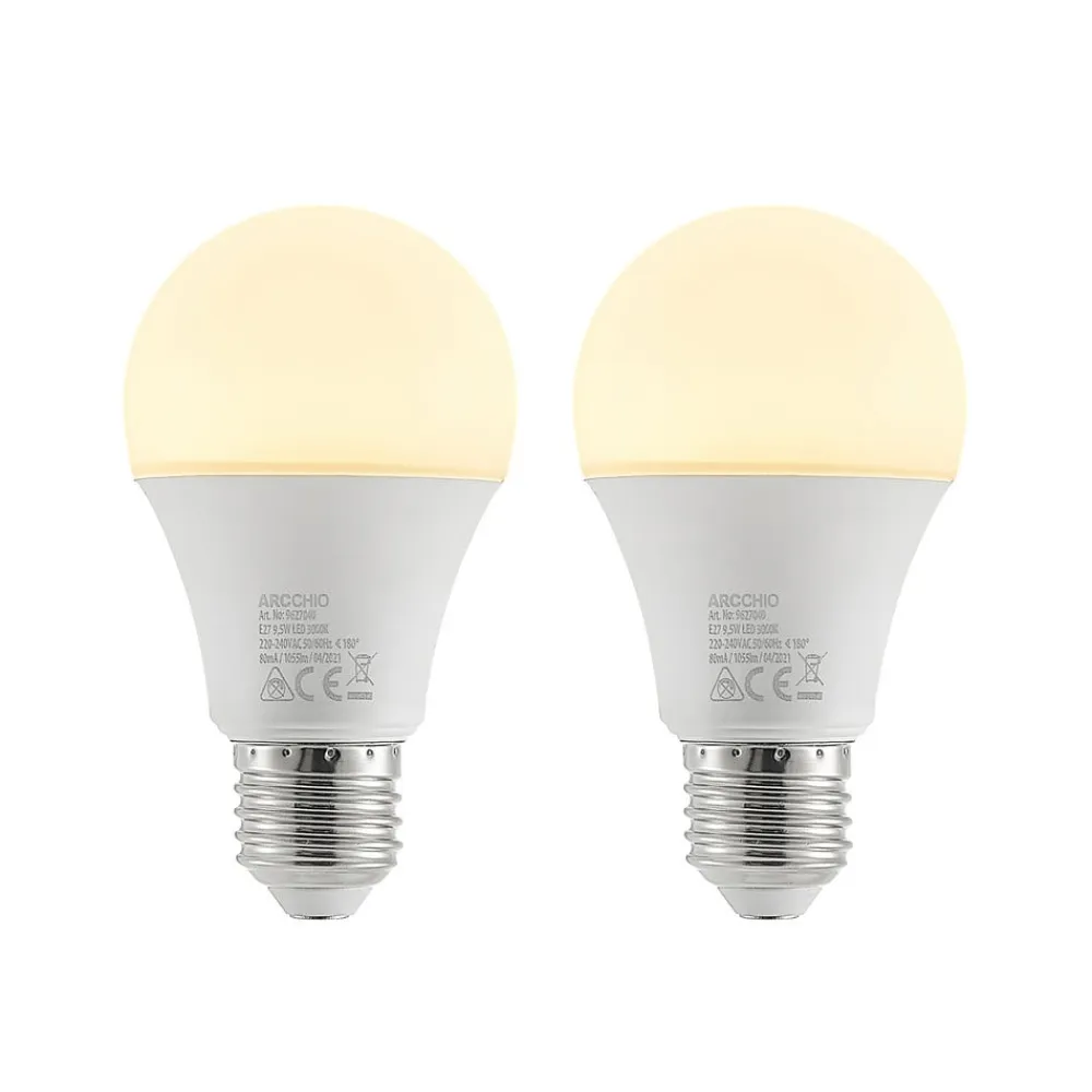 Arcchio LED-pære E27 A60 9,5 W 3.000 K opal, sæt med 2 stk